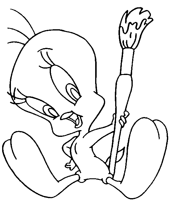 coloriage titi leve son pinceau